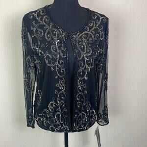 New! Pisarro Nights beaded embellished evening formal dress jacket women’s 6